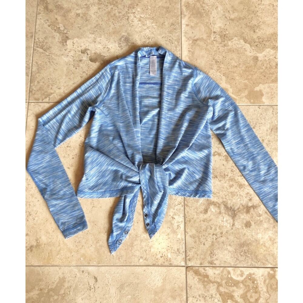Ivivva girls blue space-dye long sleeve wrap jersey-knit cardigan 10